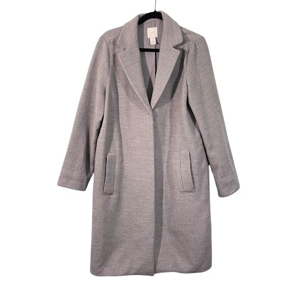 H&M Women's Light Grey Long Felted Coat Size 8 - Picture 1 of 8